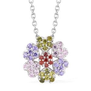 KARIS SIM DIAMOND MULTI COLOR PENDANT NECKLACE 20"
